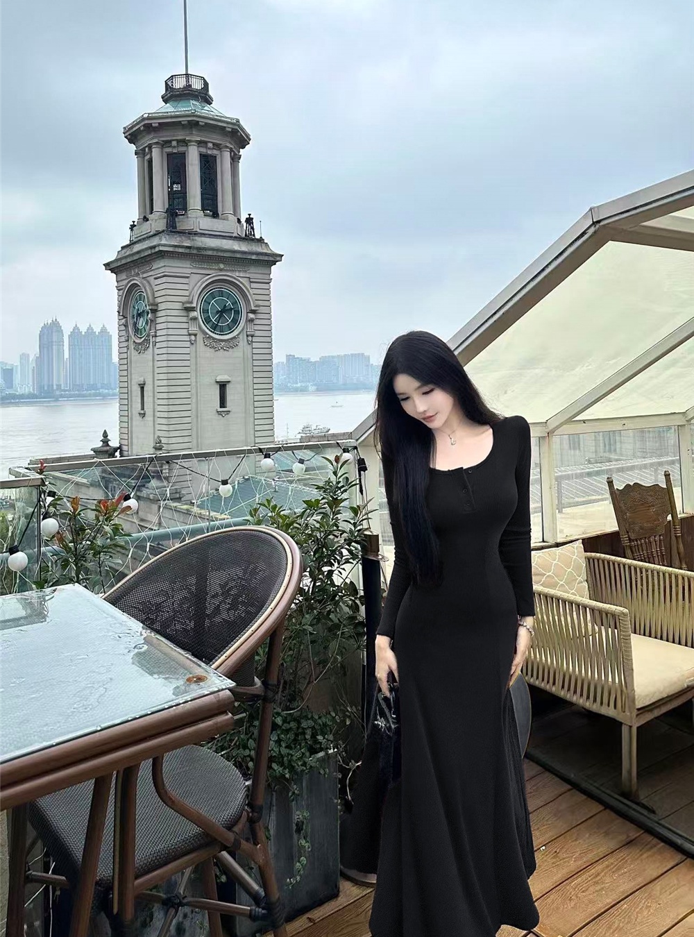 Inside the ride long dress Korean style dress