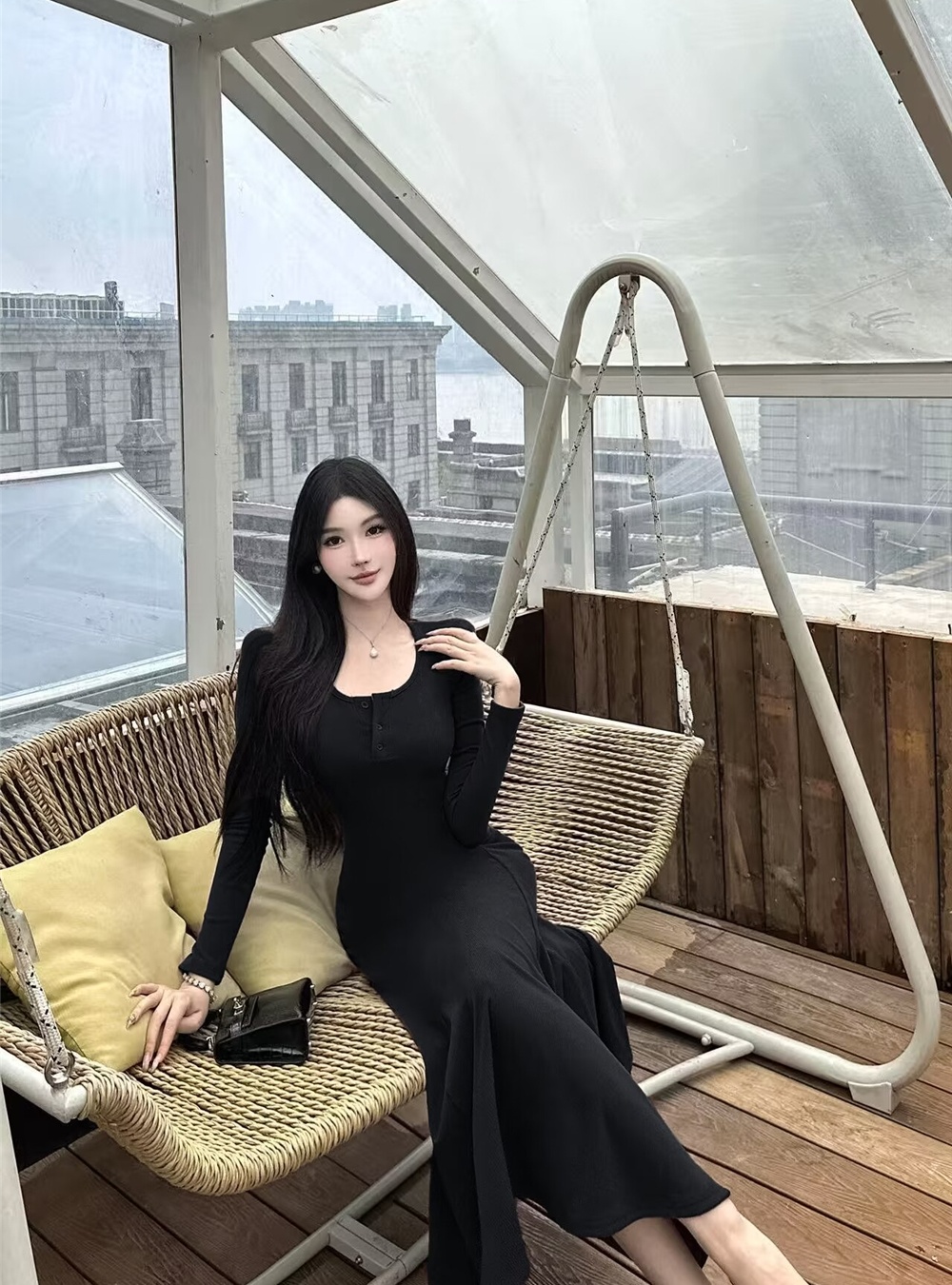 Inside the ride long dress Korean style dress