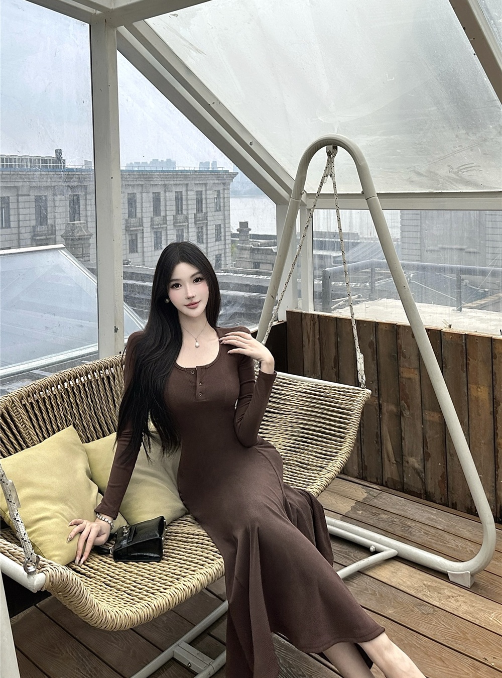 Inside the ride long dress Korean style dress