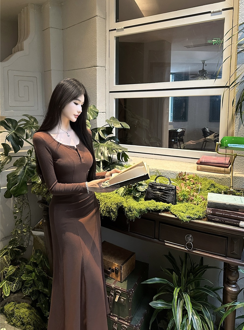 Inside the ride long dress Korean style dress