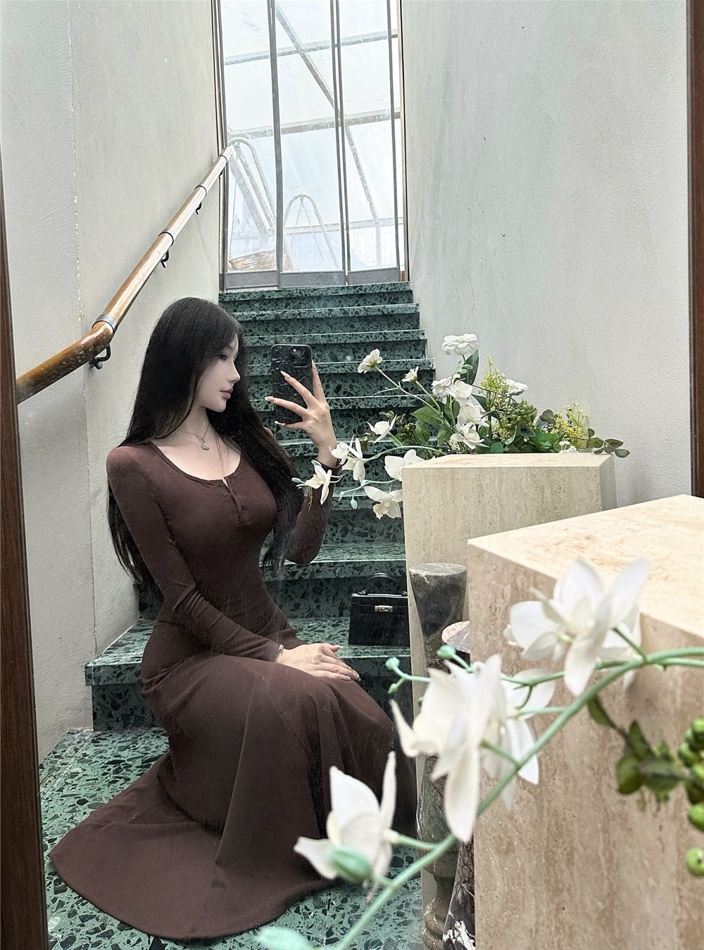 Inside the ride long dress Korean style dress