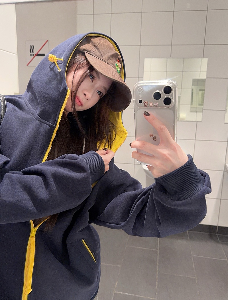 Plus velvet loose couples tops zip thermal pure cardigan