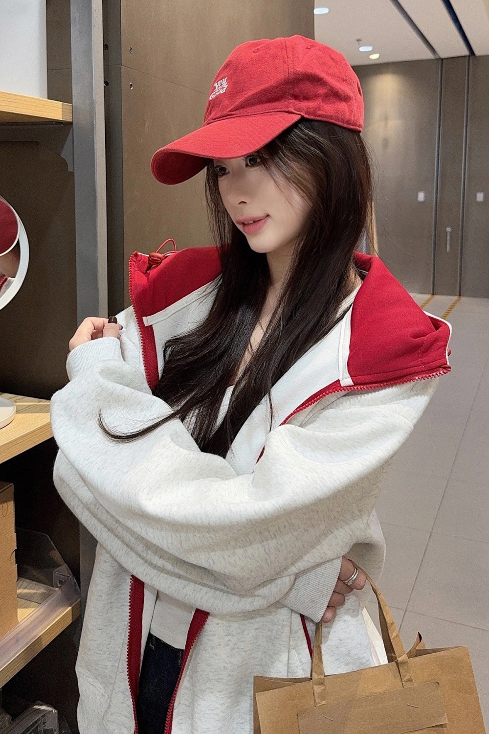 Plus velvet loose couples tops zip thermal pure cardigan