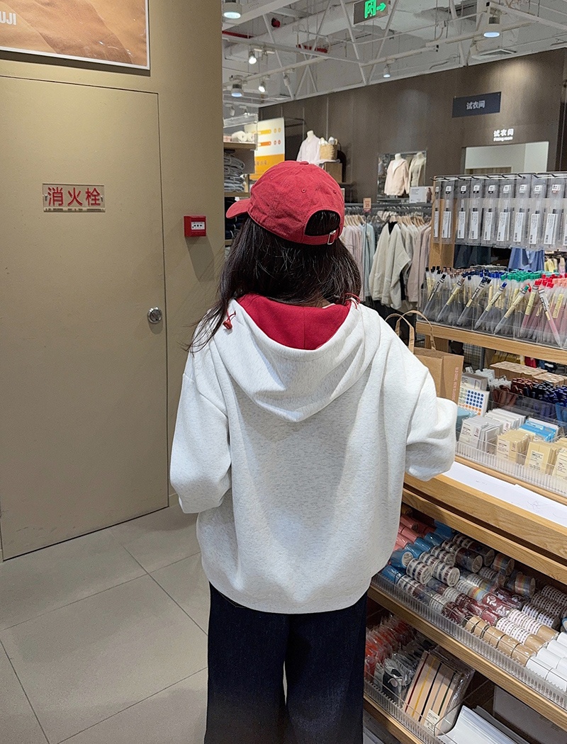 Plus velvet loose couples tops zip thermal pure cardigan