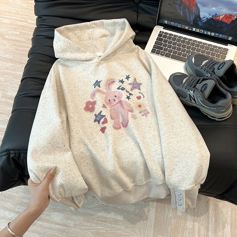 Spring and autumn hooded T-shirt Korean style tops for women