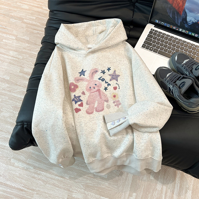 Spring and autumn hooded T-shirt Korean style tops for women