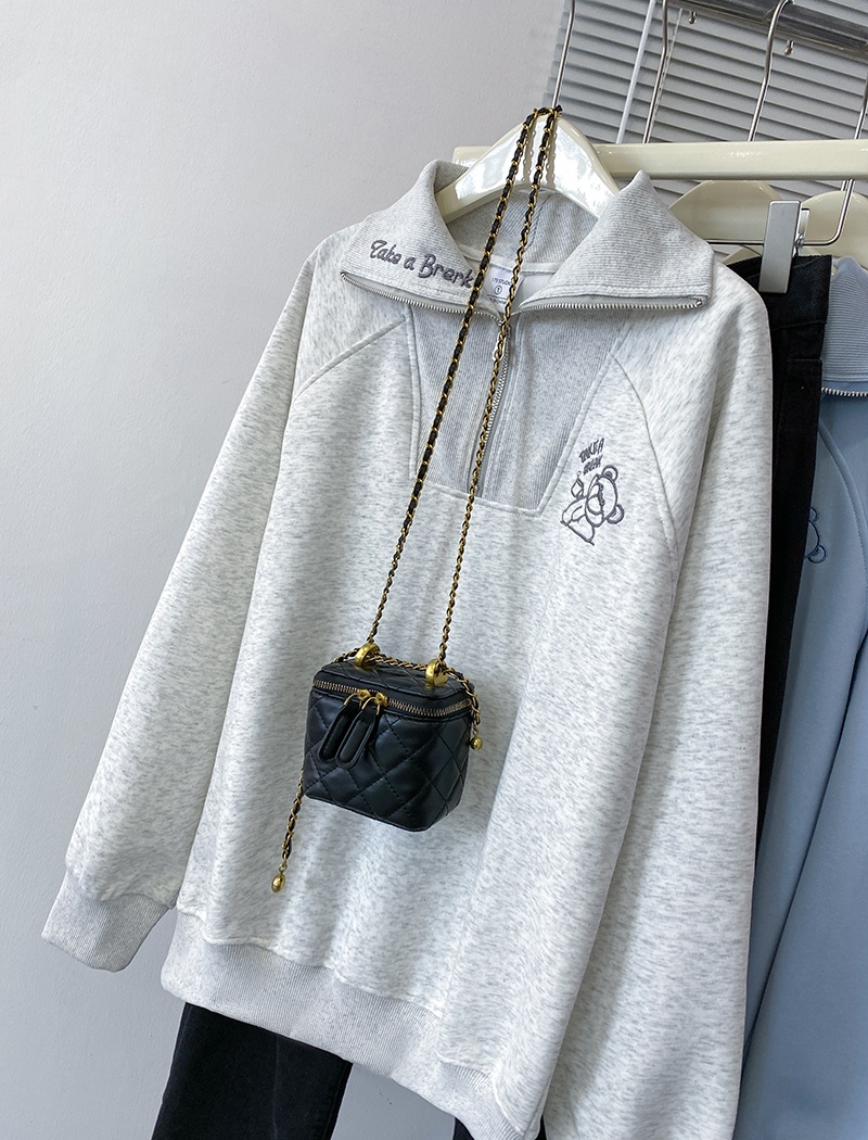 Large yard thin zip spring and autumn tops for women