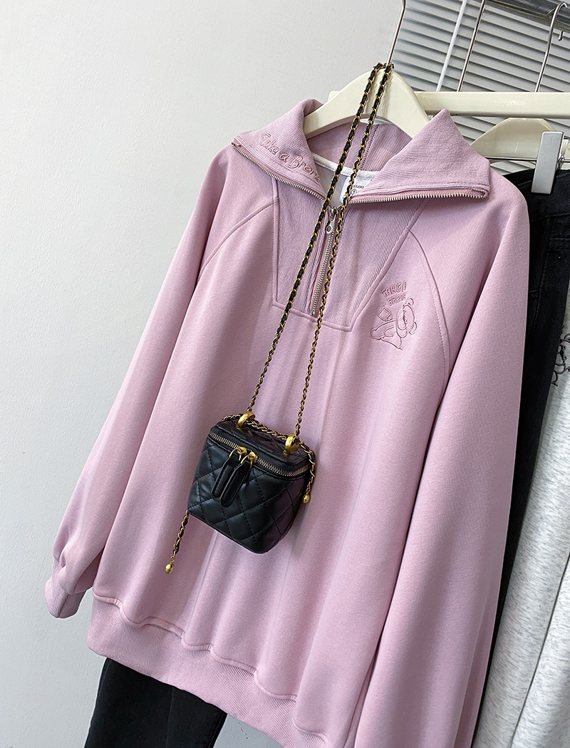 Large yard thin zip spring and autumn tops for women