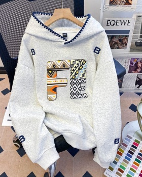 Pure cotton complex hoodie long sleeve T-shirt for women