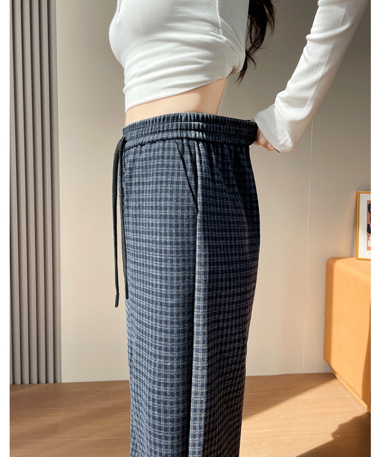 Plaid temperament wide leg pants commuting casual pants