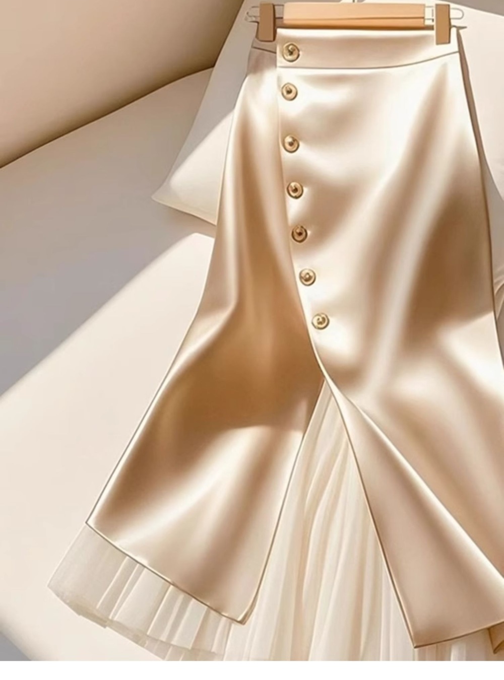 Spring and summer A-line apricot fashionable splice skirt