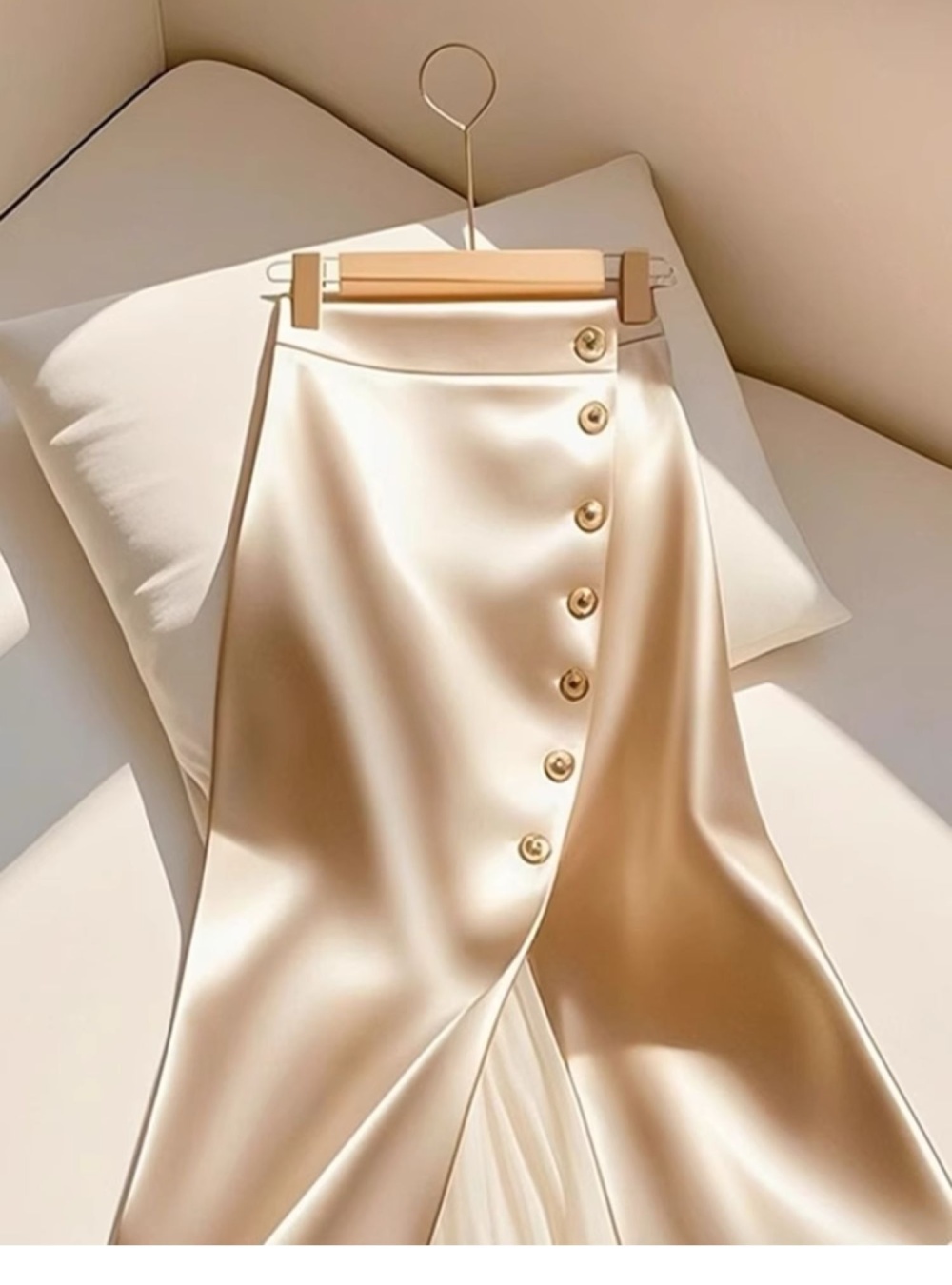 Spring and summer A-line apricot fashionable splice skirt