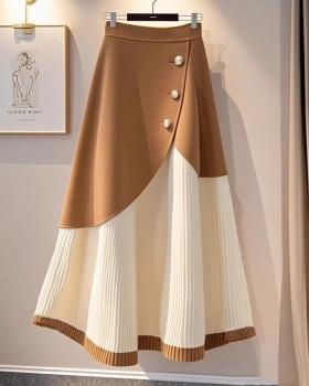 Winter fashion knitted khaki A-line Western style skirt