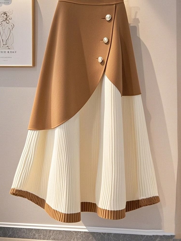 Winter fashion knitted khaki A-line Western style skirt