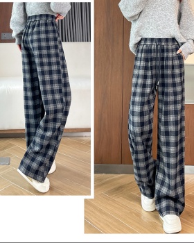 Temperament all-match casual pants plaid wide leg pants