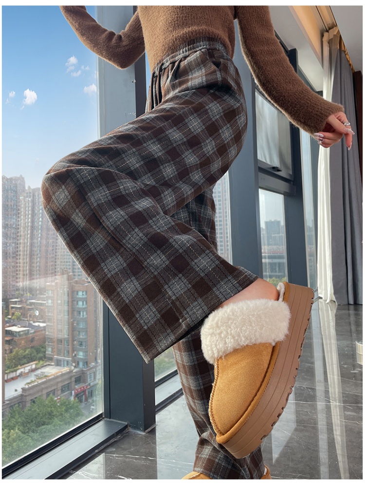 Temperament all-match casual pants plaid wide leg pants