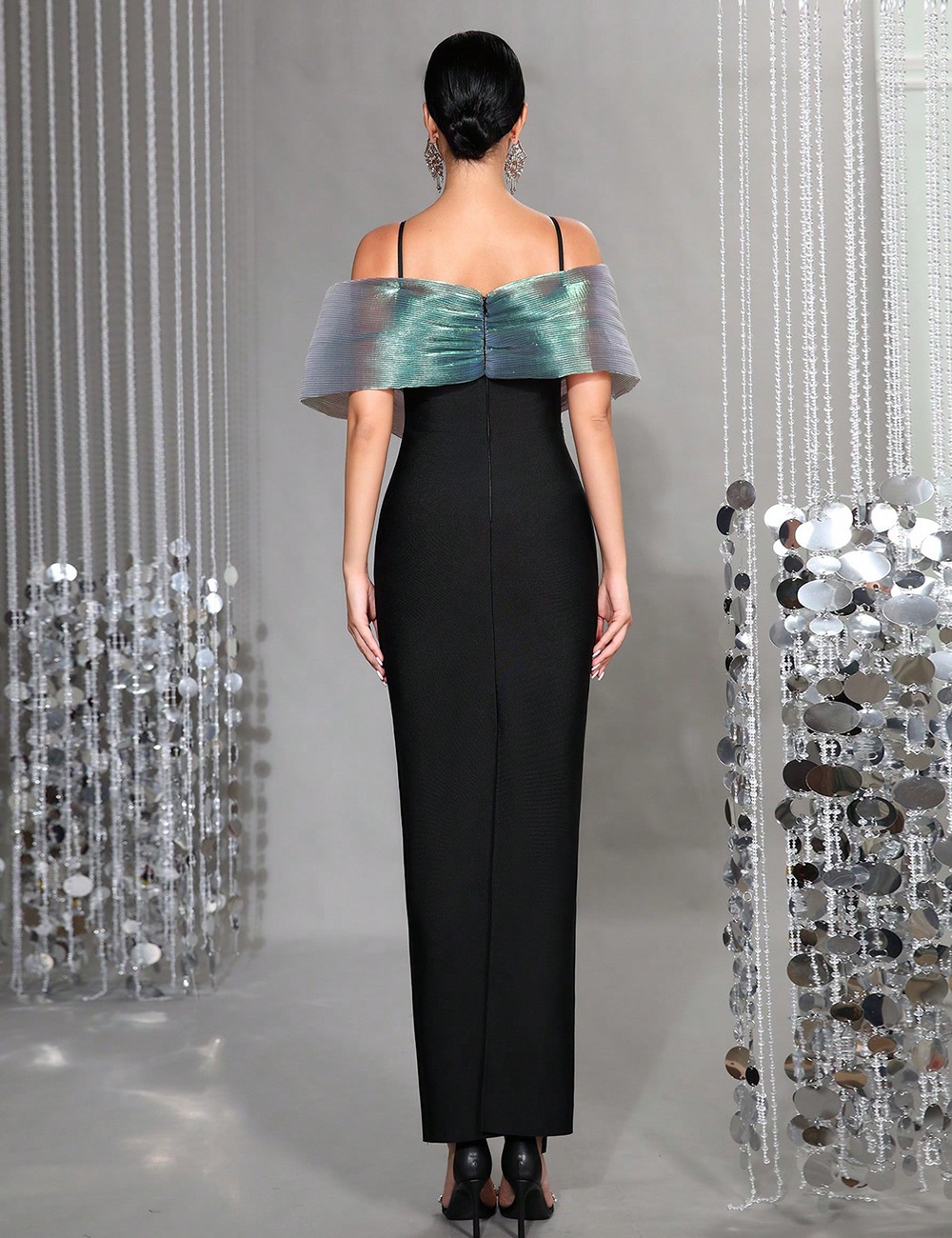 Slim cross long dress bandage black dress for women