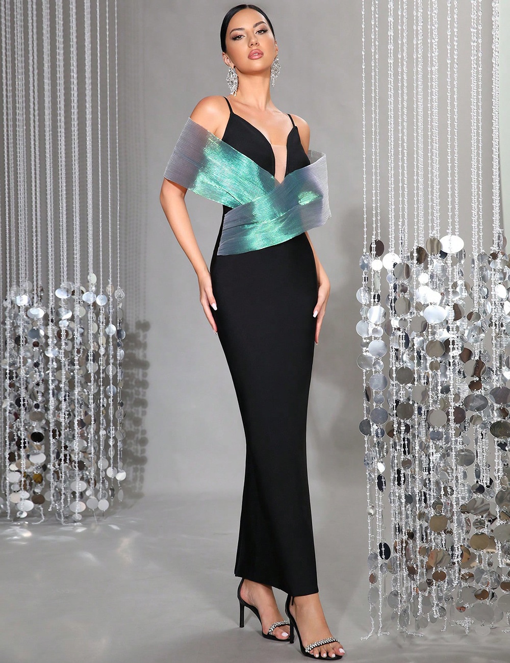 Slim cross long dress bandage black dress for women