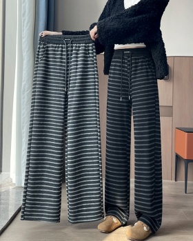 Niche temperament wide leg pants stripe casual pants for women