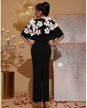 Temperament flowers bridesmaid dress long dress for women