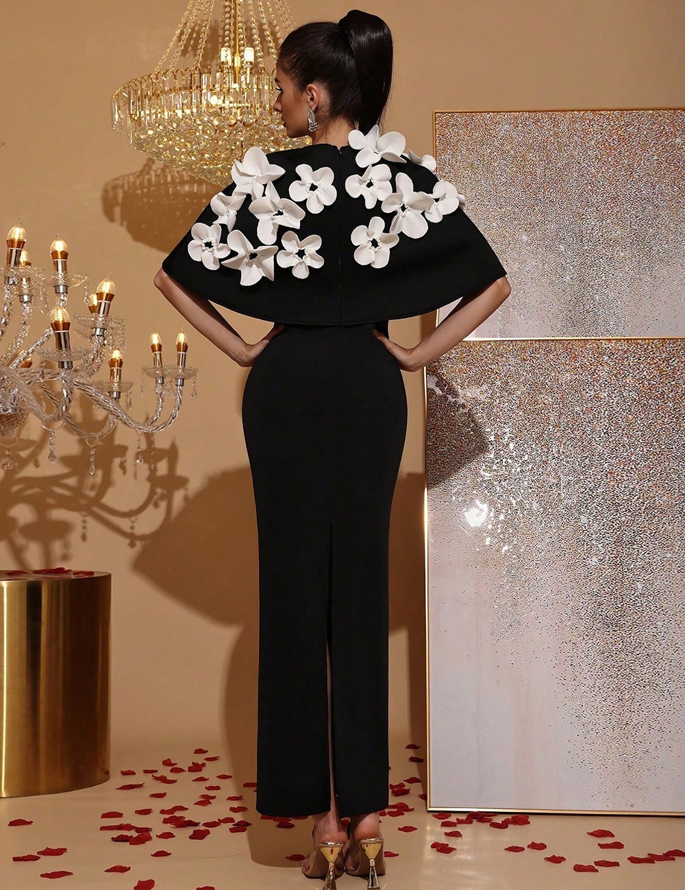 Temperament flowers bridesmaid dress long dress for women