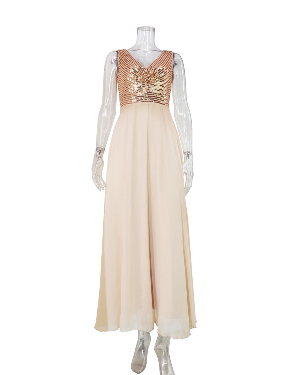 Embroidery long sequins sexy V-neck European style dress for women