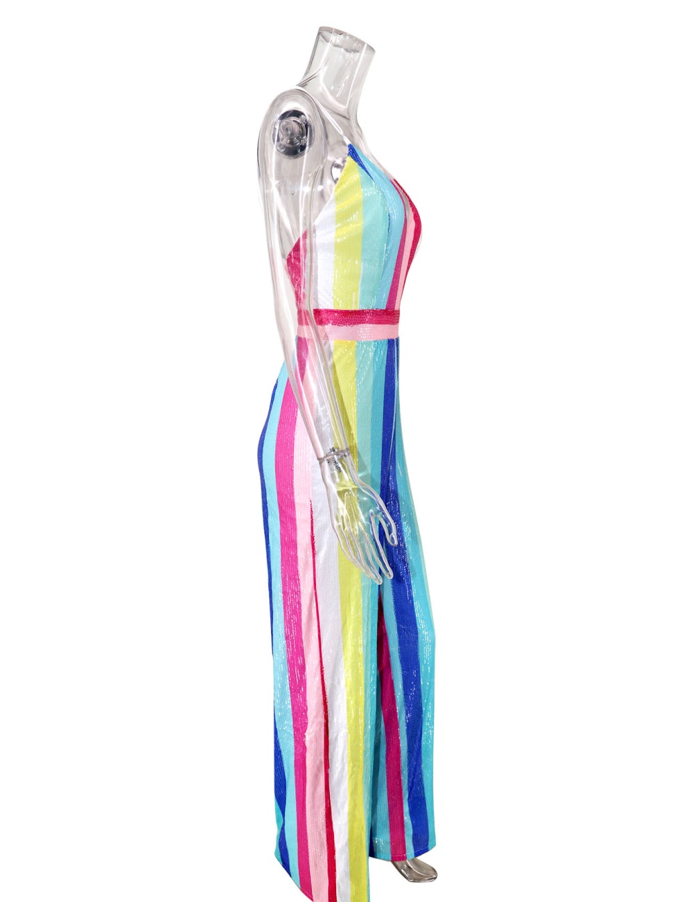 Conjoined sequins jumpsuit V-neck casual pants