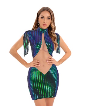 Sequins tassels European style dress for women