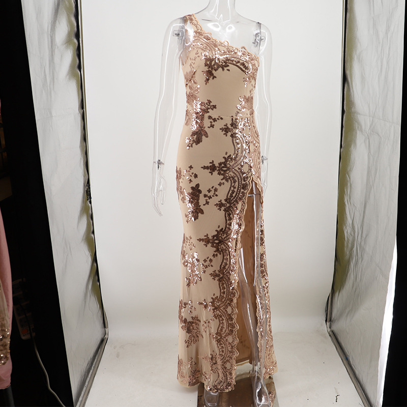 European style sexy long dress halter high split formal dress