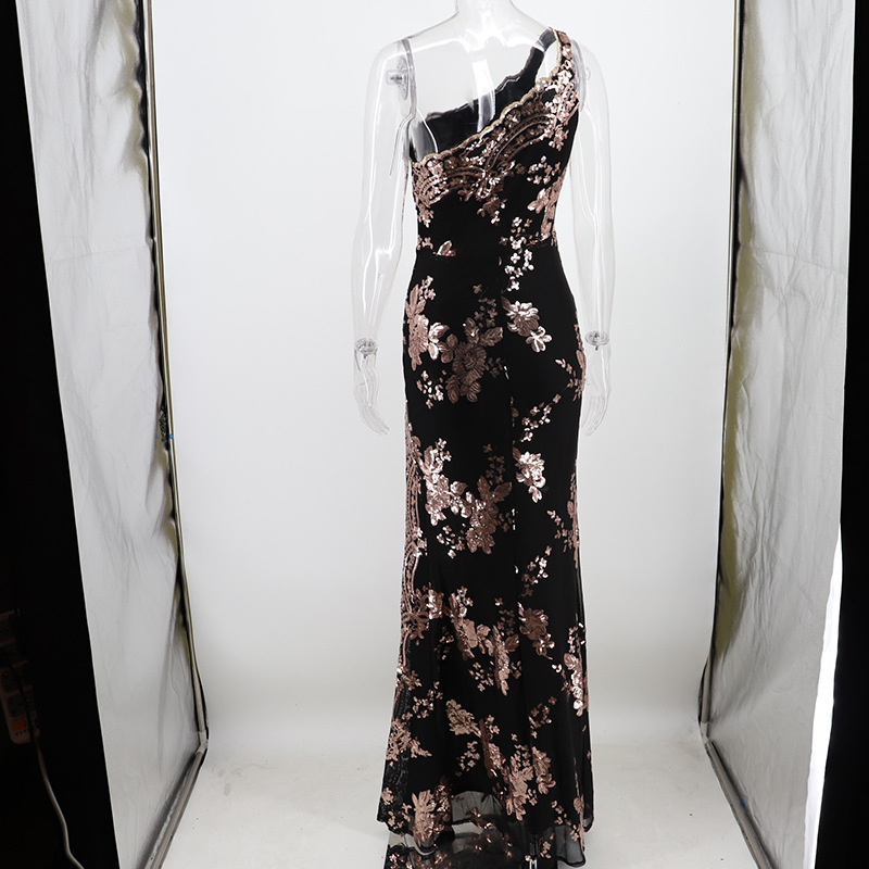 European style sexy long dress halter high split formal dress