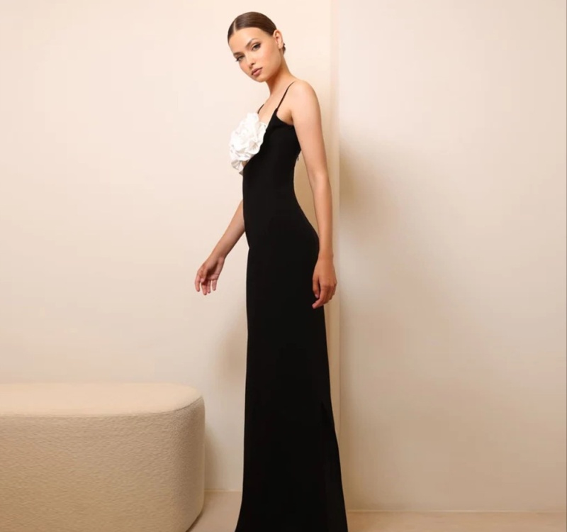 Sling halter flowers dress ladies pure long dress for women