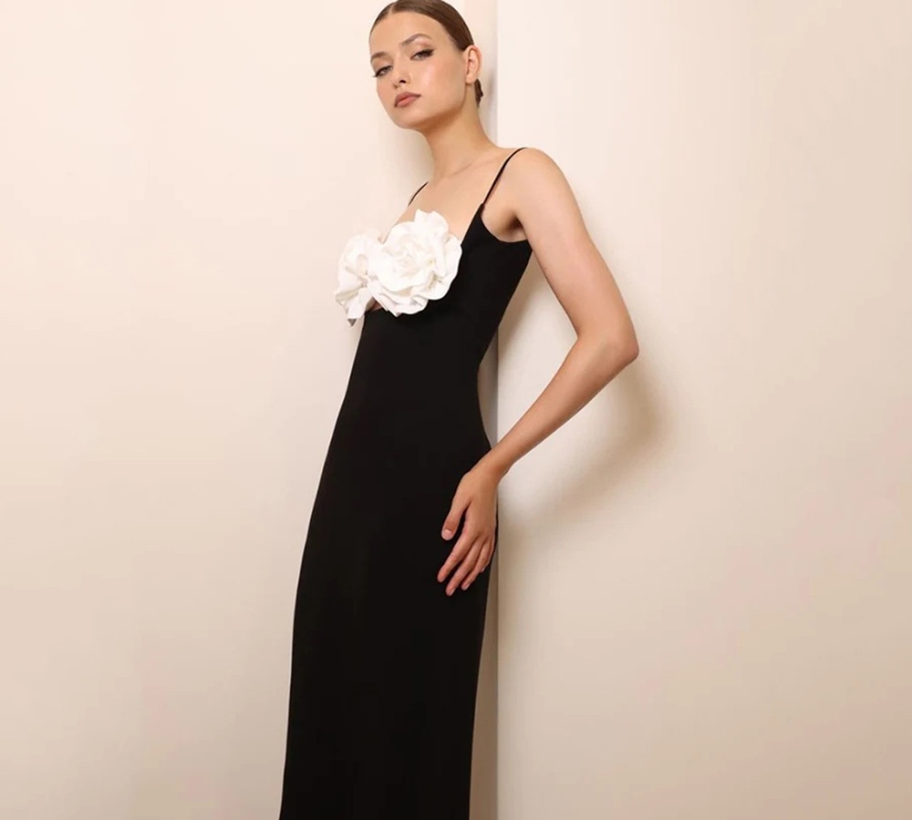 Sling halter flowers dress ladies pure long dress for women