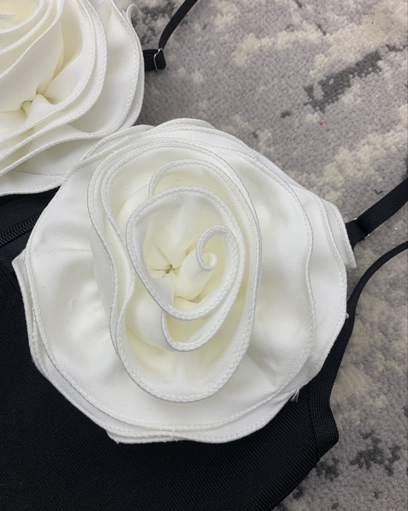 Sling halter flowers dress ladies pure long dress for women