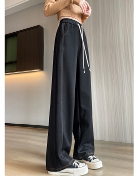 Elastic wide leg pants denim casual pants for women