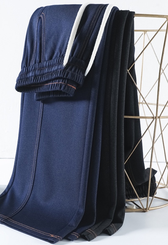 Elastic wide leg pants denim casual pants for women