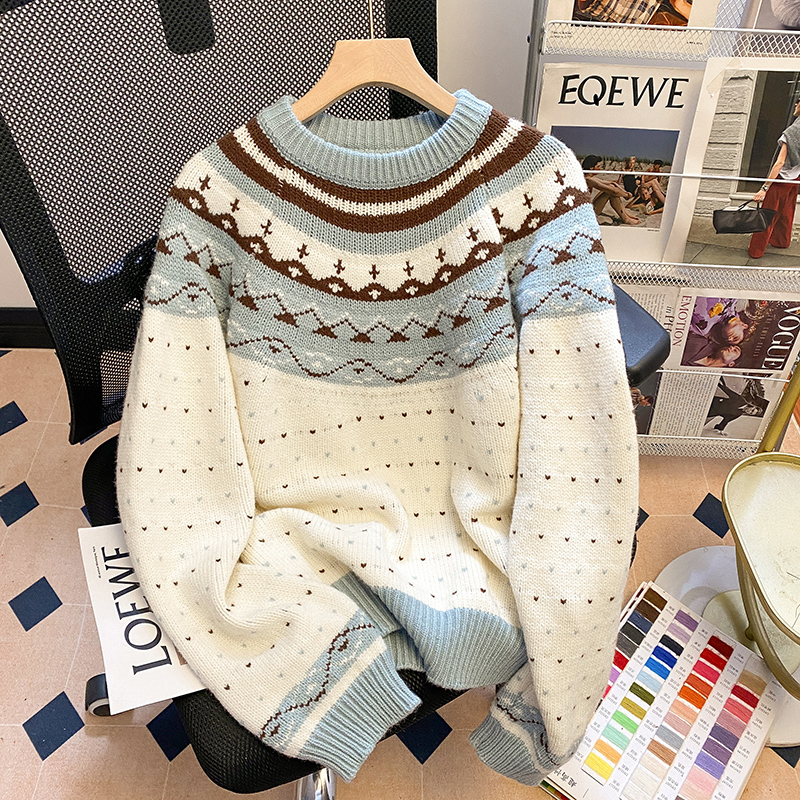 Thermal cashmere sweater loose tops for women