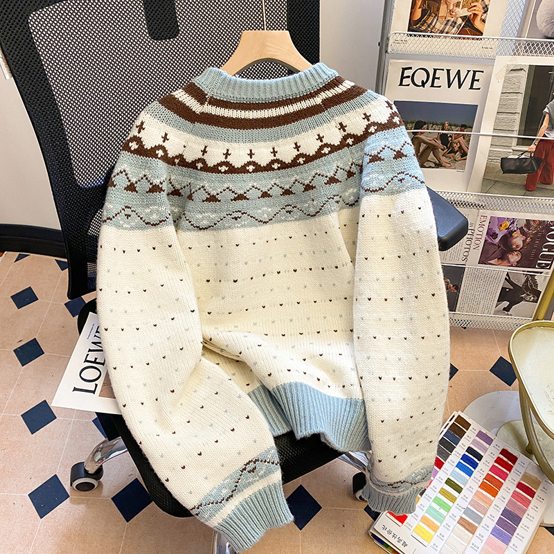 Thermal cashmere sweater loose tops for women