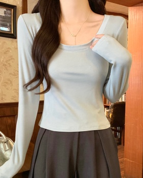 Pure thin bottoming shirt screw thread tops