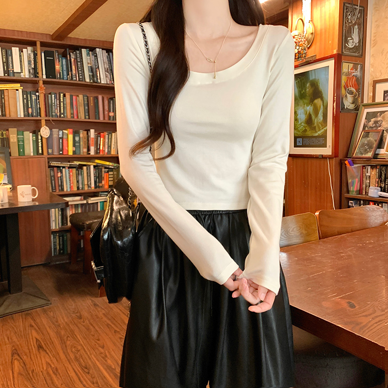 Pure thin bottoming shirt screw thread tops