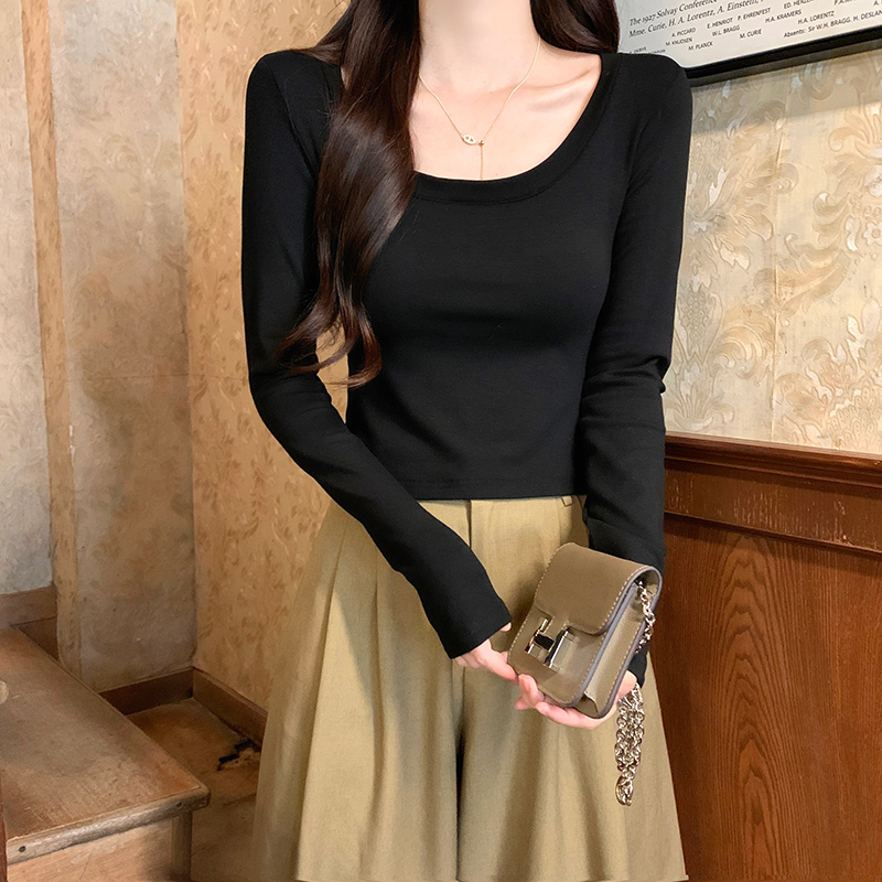 Pure thin bottoming shirt screw thread tops