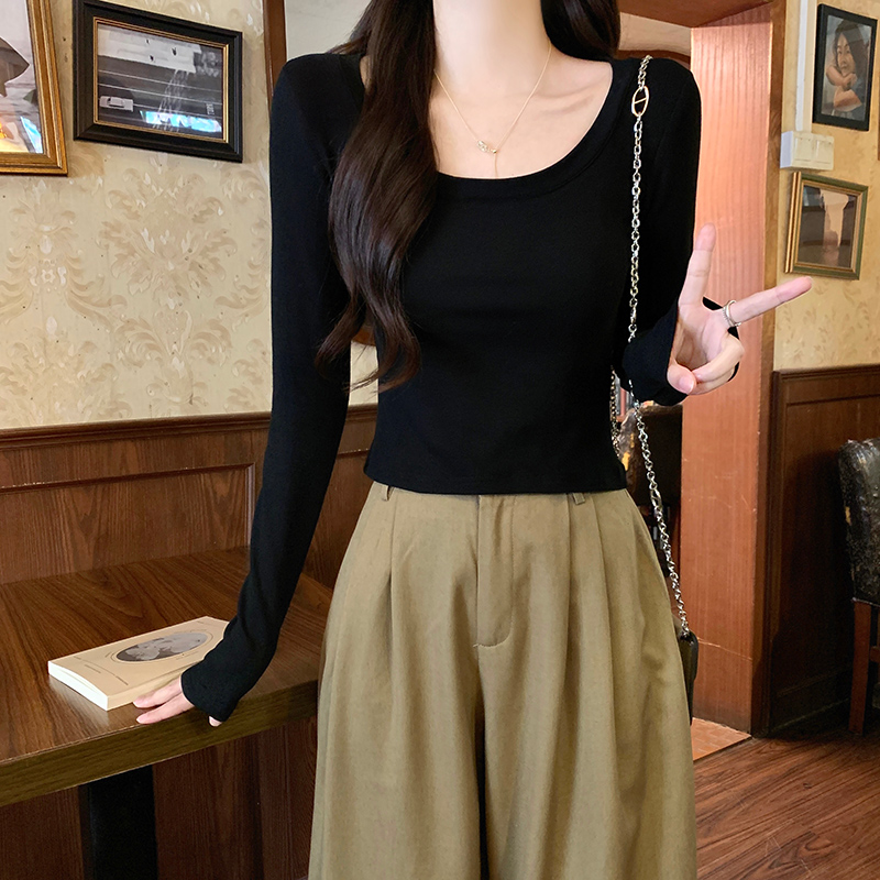 Pure thin bottoming shirt screw thread tops