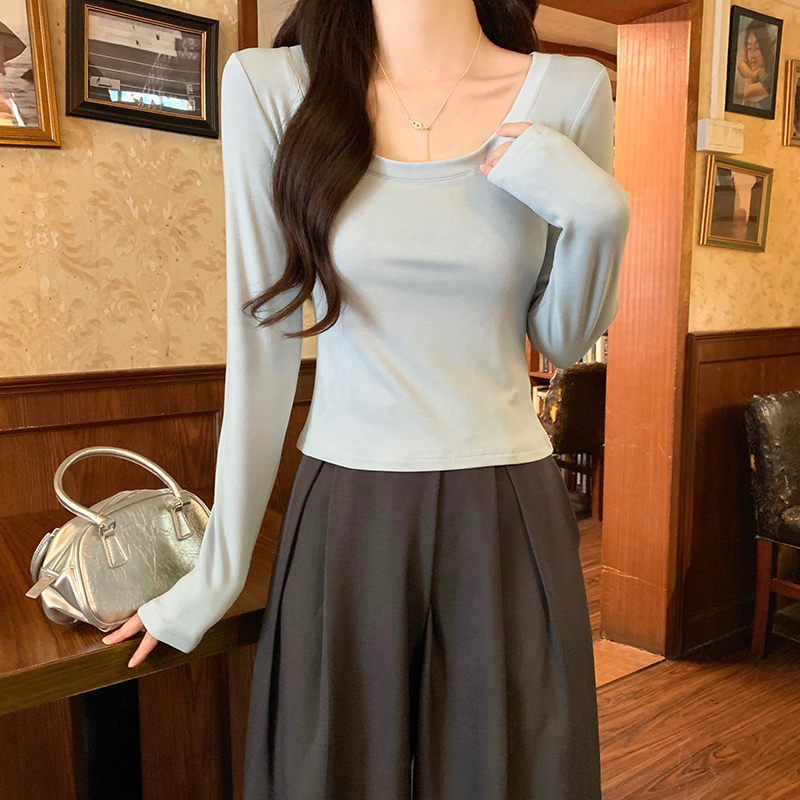 Pure thin bottoming shirt screw thread tops