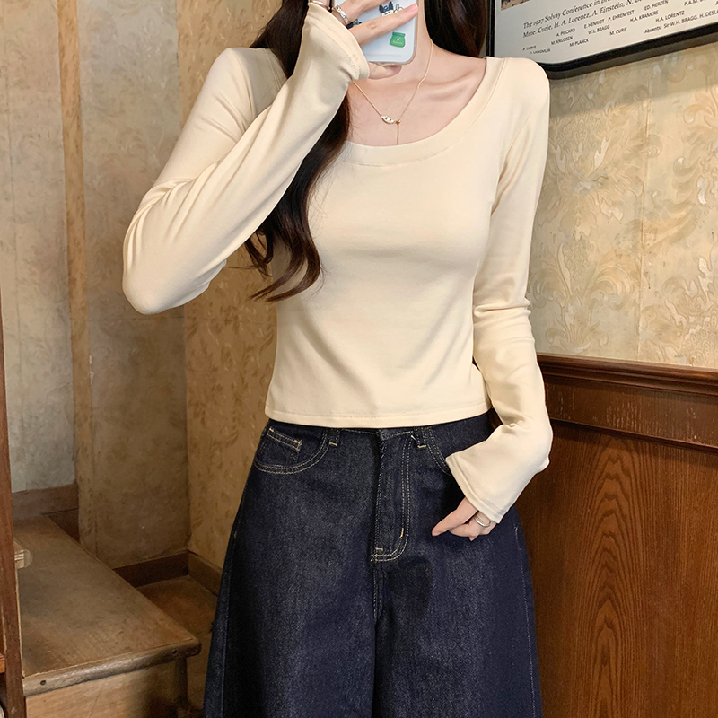 Pure thin bottoming shirt screw thread tops