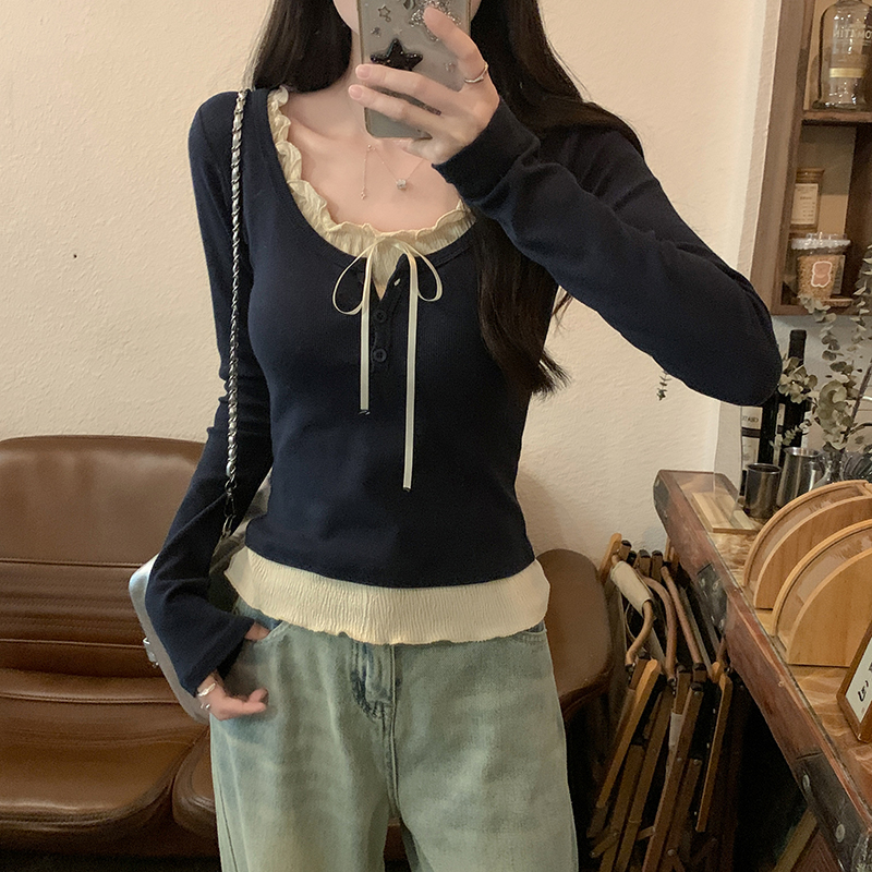 Long sleeve T-shirt round neck tops for women