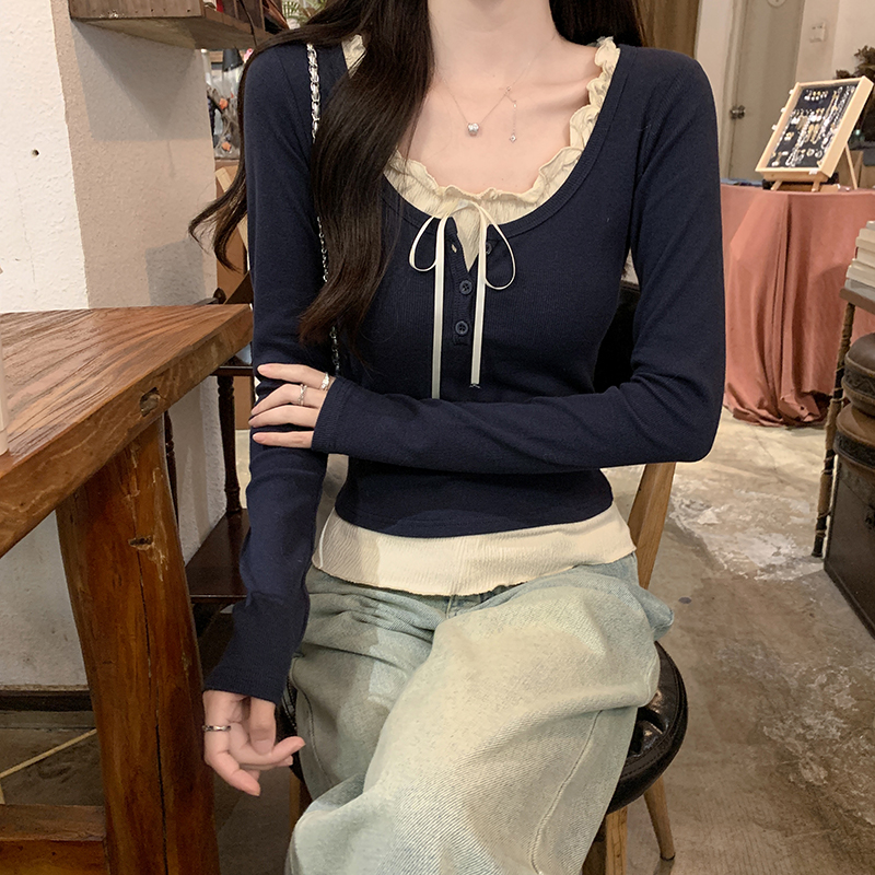 Long sleeve T-shirt round neck tops for women