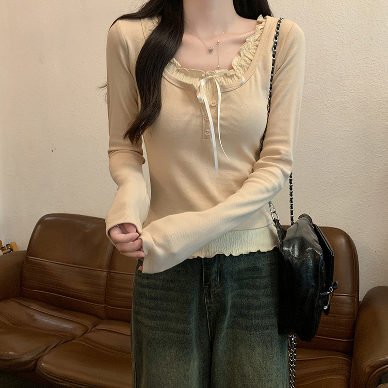 Long sleeve T-shirt round neck tops for women