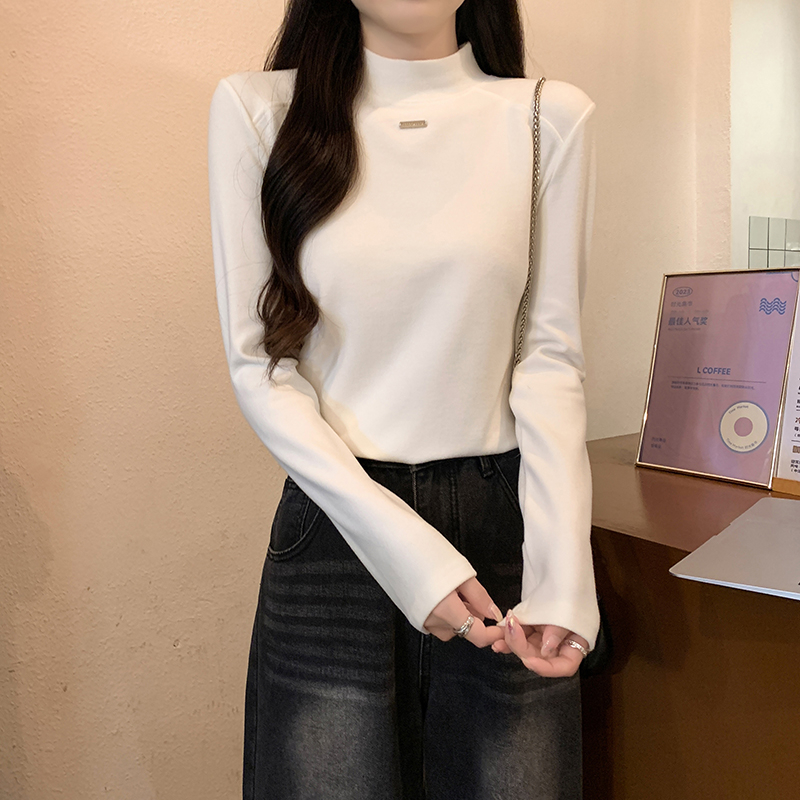 Short T-shirt half high collar tops for women