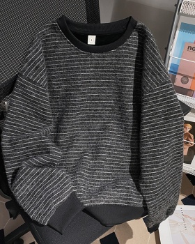 Loose stripe hoodie large yard tops for women