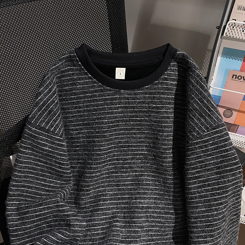 Loose stripe hoodie large yard tops for women