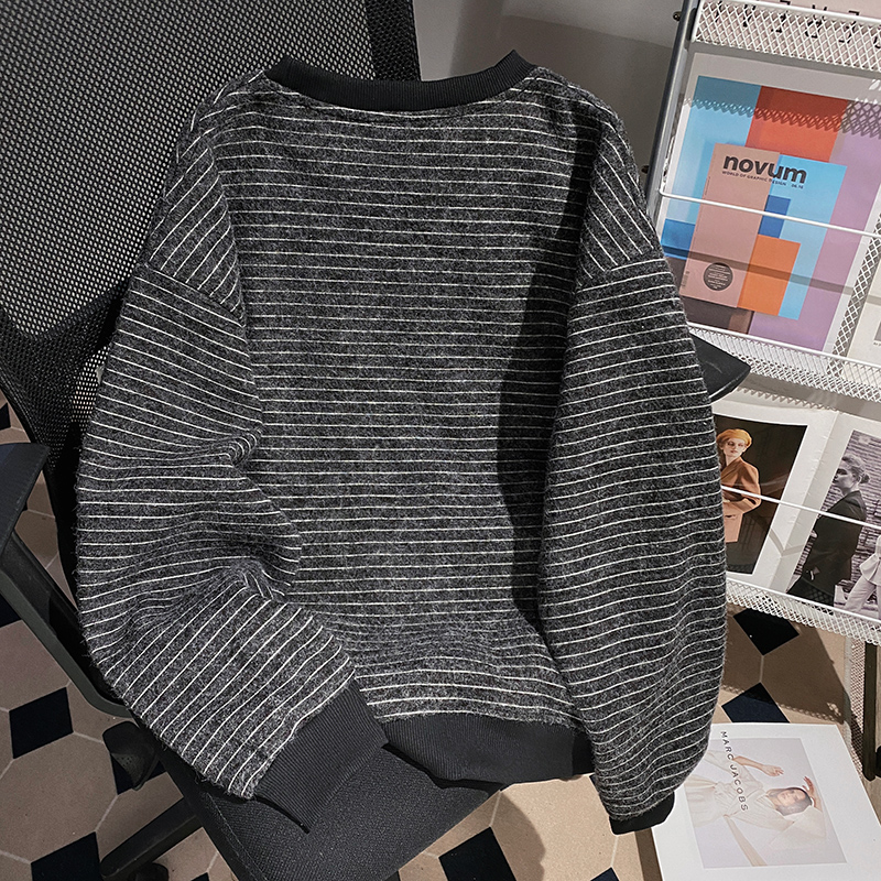 Loose stripe hoodie large yard tops for women